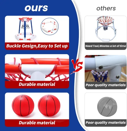 Miniatura 5 de EagleStone Aro de baloncesto para piscina, inflable flotante, juguetes de baloncesto con 2 pelotas de piscina y bomba, piscina al aire libre, aro