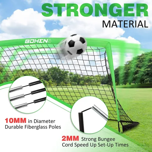 Miniatura 2 de BOHEN 6x4 FT / 9x5 FT Kids Soccer Goals with Carry Bag, Portable Folding Soccer Net for Backyard Training, Indoor/Outdoor Use for Youth and Adult