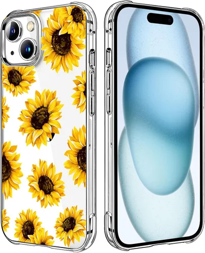 Miniatura 85 de Funda transparente de girasol compatible con iPhone SE 2022 SE 2020 7 8, funda trasera floral para niñas y mujeres, funda protectora transparente