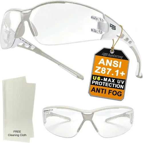 Miniatura 19 de HTS HUNTERSKY Gafas de seguridad de tiro envolventes U6 transparentes, antiniebla y antiarañazos, ligeras y súper flexibles con ANSI Z87.1
