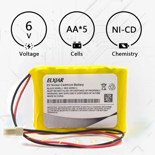 Miniatura 4 de Paquete de 2 baterías Ni-CD de 6 V y 800 mAh compatibles con 705105, Emergi-Lite 0018701, 850.0054 850.0035, OSI OSA013AA CUSTOM-125 Dantona