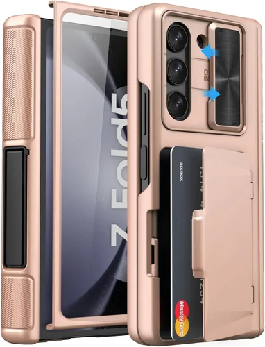 Miniatura 24 de Funda para Samsung Galaxy Z Fold 5 con tarjetero y cubierta para cámara deslizante, protector de pantalla integrado y protección de bisagra, funda