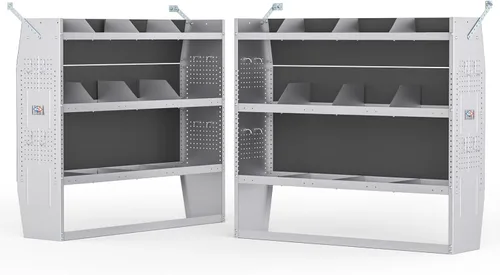 AA Products SH-4605 (2) Sistema de almacenamiento de estanterías de techo bajo/medio/alto para furgonetas de techo bajo, medio y alto, compatible