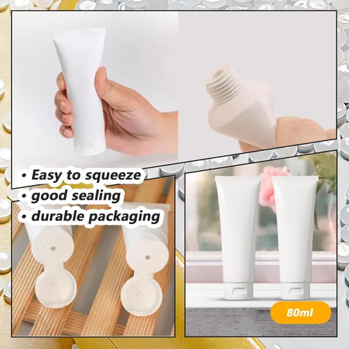 Miniatura 4 de 12 tubos de plástico vacíos recargables, recipientes de cosméticos blancos, botellas de plástico suaves para paquete, limpiador facial, crema