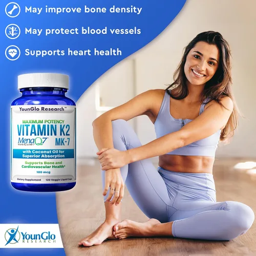 Miniatura 4 de Vitamina K2 MK7 (MenaQ7) 100 mcg con aceite de coco para una absorción superior, suplemento de salud dietética, 120 cápsulas líquidas veganas