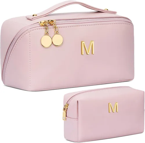 Miniatura 69 de Regalos de cumpleaños para mujeres y adolescentes, juego de bolsas organizadoras de maquillaje con iniciales personalizadas, bolsa de cosméticos