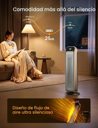 Miniatura 6 de Dreo Calentador de espacio para interiores, calentador de habitación portátil rápido de 25 pulgadas, 11.5 pies/s con control remoto y termostato, 3