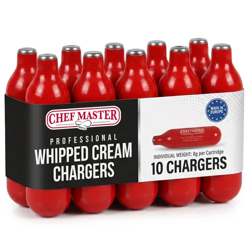 Chef Master N2O - Cargadores de crema batida (paquete de 10) – Cartuchos de óxido nitroso para preparación de alimentos de crema batida – Cargadores