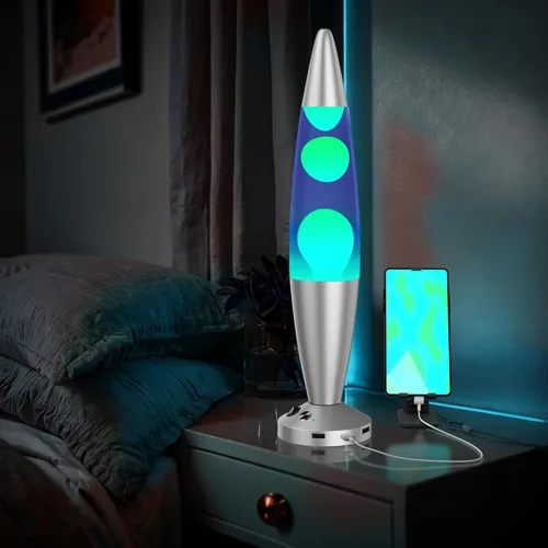 Miniatura 5 de JAMBO Hermosa lámpara de 16 pulgadas con cera, luz nocturna relajante para decoración del hogar, extra alta, lámpara de sala de estar, oficina