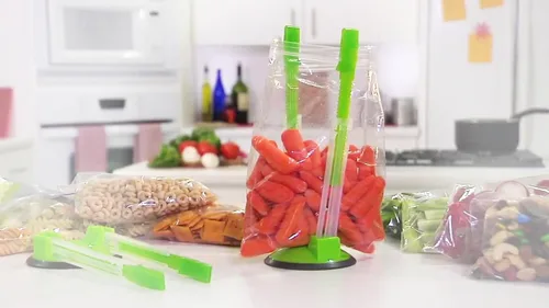 Miniatura 7 de Ruibo Soporte de estante holgado para preparación de alimentos/bolsa Ziplock, planificación de comidas/soporte de plástico para bolsas