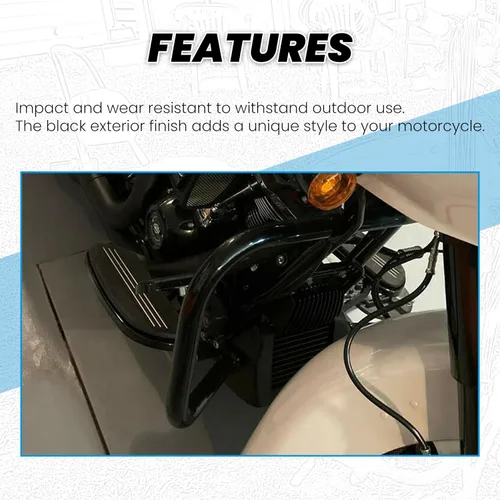 Miniatura 5 de ECOTRIC Barras protectoras de soporte para alforja compatibles con Harley Davidson Touring Street Road Glide FLH 2014-2024, color negro