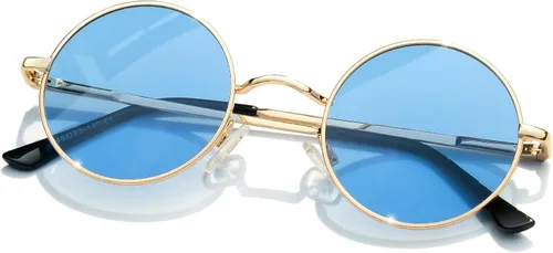 Miniatura 27 de KANASTAL Gafas de sol redondas polarizadas para mujeres y hombres, estilo hippie con protección UV400