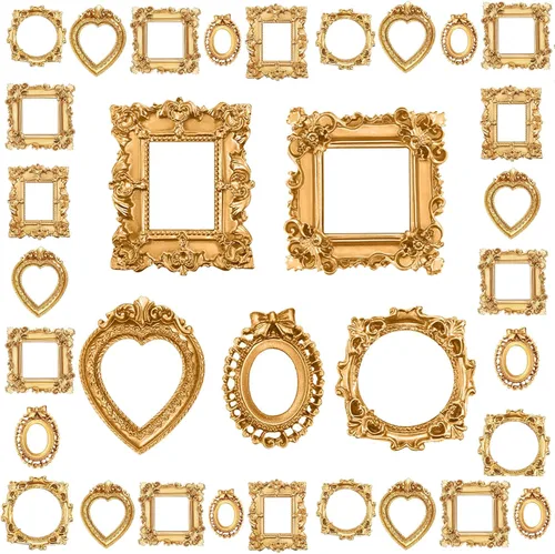 Miniatura 13 de Vicenpal 10 piezas de marcos de fotos mini vintage, marcos de mesa de resina pequeños estilo barroco antiguo para joyería, para Navidad, DIY