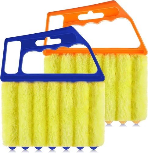 Miniatura 11 de Geiserailie Limpiador veneciano para ventana, 2 piezas, herramienta lavable con 7 dedos, limpiador de polvo y persiana de ventilación de aire, Azul