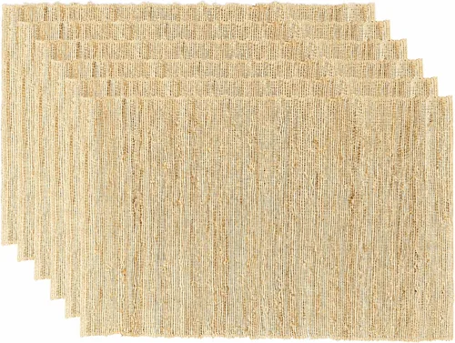 Miniatura 8 de Juego de 6 manteles individuales de ramio, 12 x 17 pulgadas, manteles individuales tejidos naturales para mesa de comedor, manteles de mesa bohemios