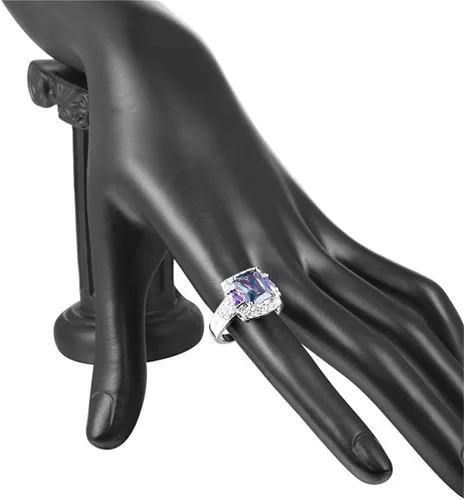 Miniatura 4 de Ai.Moichien Anillos de compromiso para mujer con topacio arcoíris chapado en plata, anillos de compromiso vintage