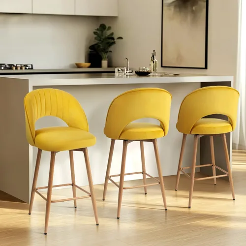 Miniatura 16 de Juego de 2 taburetes de bar giratorios de altura de mostrador para isla de cocina, sillas de bar de 26 pulgadas de altura de asiento para comedor