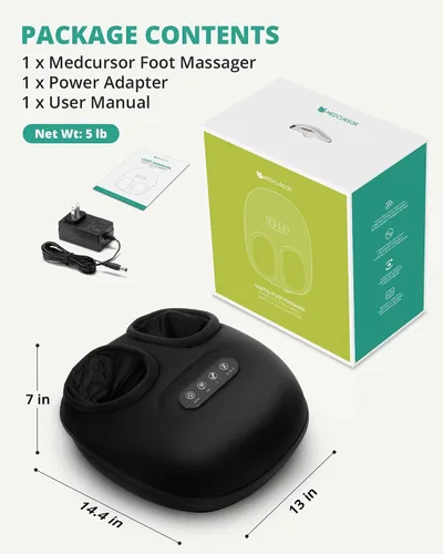 Miniatura 9 de Medcursor máquina masajeadora de pies con calor, rodamiento, amasado profundo, masajeador de pies shiatsu para proporcionar alivio del dolor, pies