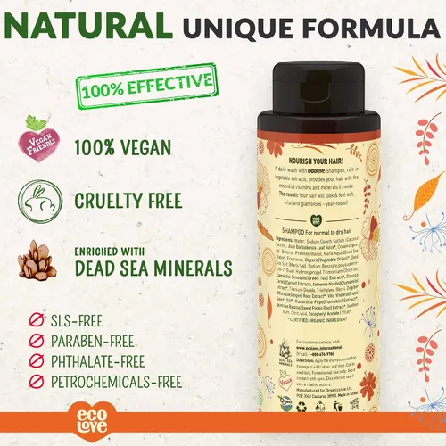 Miniatura 2 de ecoLove - Champú natural, sin lauril sulfato de sodio, vegano y libre de crueldad, champú seco natural para mujeres, zanahoria y calabaza orgánicas