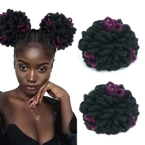 Miniatura 33 de Yinmei Baibian Loc Cola de Caballo con Cordón Moño de Pétalos Moños de Rastas Afro Rojas Cola de Caballo Rizado Hinchado Trenza Colas de Caballo