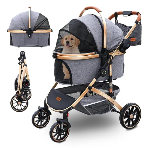 Miniatura 8 de Pettingzoo Cochecito para perros con 4 ruedas, cochecito plegable para gatos para perros pequeños/medianos/grandes y gatos hasta 60 libras