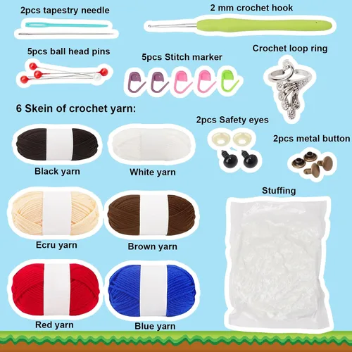 Miniatura 2 de ALODNY Kit de ganchillo para principiantes, kit de ganchillo para adultos, kits de tejer, ganchos, juego de hilo con tutoriales en video paso a paso