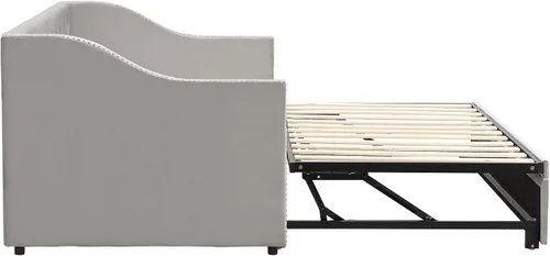Miniatura 8 de Harper & Bright Designs Sofá cama extensible de terciopelo de tamaño individual con nido desplegable, marco de sofá cama individual a King con Gris
