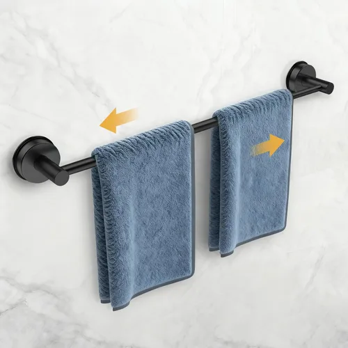 Toalleros de 14.6 a 24 pulgadas para baño, barra de toalla ajustable con ventosa para pared de baño, soporte de toalla de baño de acero inoxidable