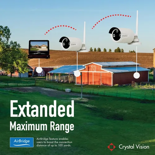 Miniatura 3 de Crystal Vision CVT9604E-3010W Sistema de vigilancia inalámbrico todo en uno HD NVR CCTV con 2TB HDD, monitor y enrutador integrados, cámara Auto Pair