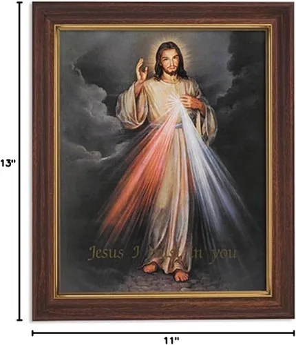 Miniatura 2 de Gerffert Collection The Divine Mercy - Impresión de retrato enmarcado, 13 pulgadas (marco con acabado en tono de madera)