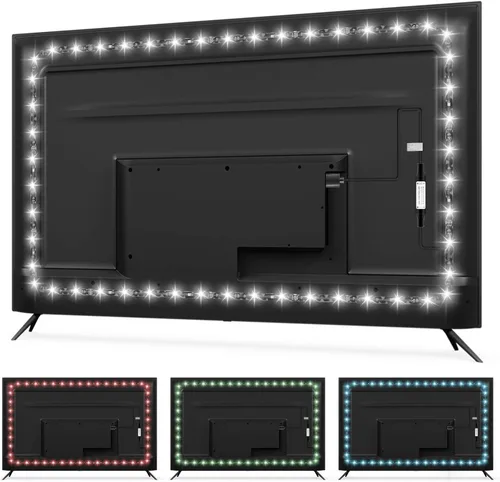 HAMLITE Iluminación de polarización USB para TV 6500K Blanco verdadero para TV de 50-55 pulgadas, accesorios de iluminación LED de 11.5 pies para