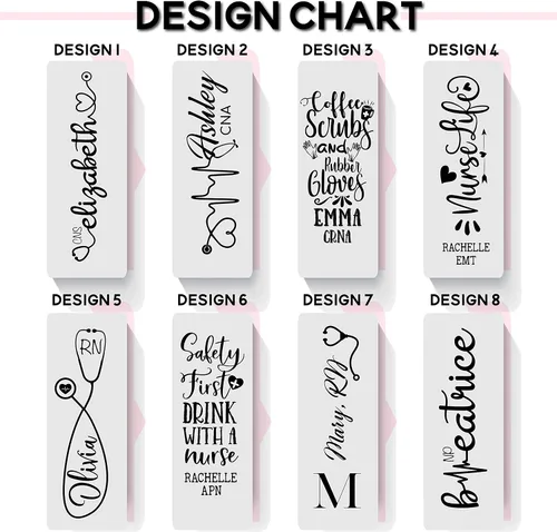 Miniatura 2 de Regalos de enfermera para mujeres, vaso personalizado para enfermera con nombre y especialidad, 20 onzas flacas, blanco, 8 diseños, con cepillo