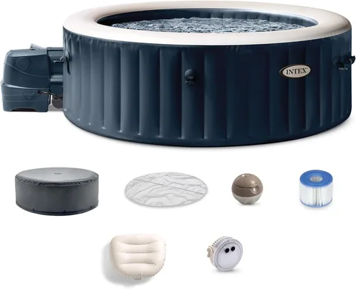 Miniatura 12 de INTEX 28429EP PureSpa Plus Bubble Massage Spa Set - Incluye 2 reposacabezas contorneados - Luz LED - Capacidad para 4 personas - 77" x 28" Cobalto