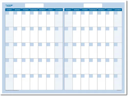Miniatura 3 de 24" X 18" Sky Blue 60-Day Premium Dry-Erase Vertical Wall Planner - Lasts a lifetime wihtout staining. Marker and Eraser Included