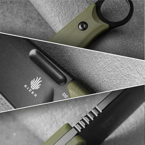 Miniatura 9 de Cuchillo de hoja fija Kizer Cabox de 3.35 pulgadas de acero D2, cuchillo de caza con mango de micarta y funda, navaja de bolsillo 1048A1