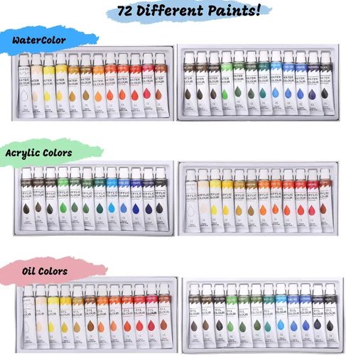 Miniatura 4 de J MARK Kit de pintura grande de alta calidad: todo en acrílico, acuarela y pintura al óleo de lujo Multicolor