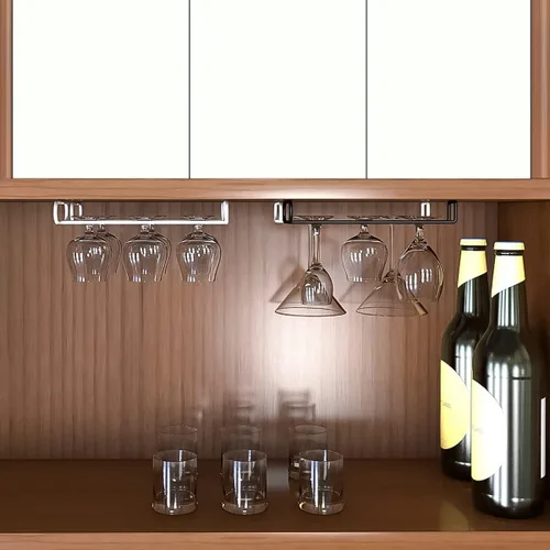 Miniatura 5 de GeLive Juego de 4 soportes para copas de gabinete de 10 pulgadas bajo estante, soporte colgante para copas de vino, organizador de almacenamiento