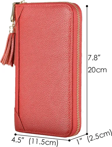 Miniatura 5 de Easyoulife - Monedero de cuero con cremallera billetera portatarjetas para mujer bloqueo RFID