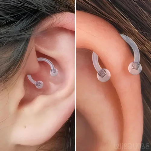 Miniatura 4 de Bioflex - Retenedor de tabique transparente de 0.66 onzas (0.56 oz), piercing de labio transparente para mordeduras de serpiente, mordeduras