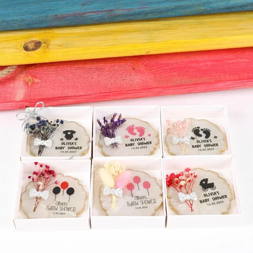Miniatura 8 de HTF - Paquete de 5 imanes personalizados de resina epoxi para baby shower, regalos para baby shower, regalos de baby shower, revelación de género