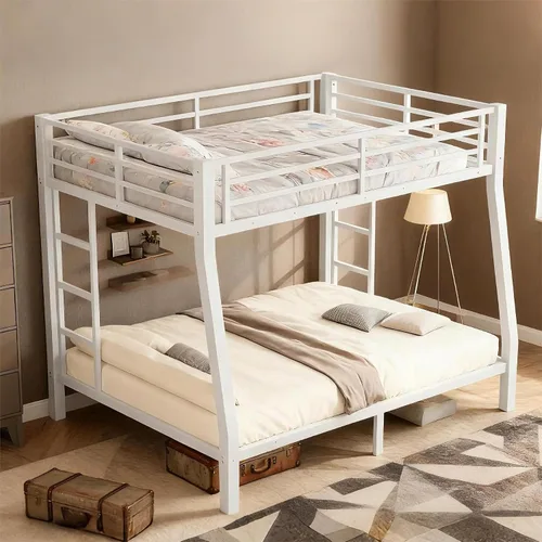 Miniatura 22 de Bellemave Litera individual sobre individual con escalera y barandillas de longitud completa, marco de cama de metal resistente con listones Negro