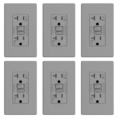 Miniatura 49 de ELEGRP Salida GFCI para Exteriores, Receptáculo GFI Eléctrico de Autoprueba de 15 Amperios con Diseño Más Delgado, Receptáculo GFCI Resistente a