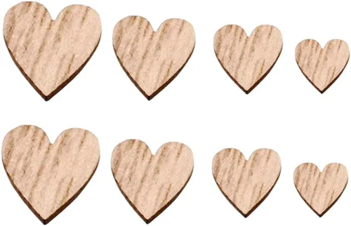 Miniatura 7 de EXCEART 400 piezas de adornos de estrella de madera, adornos colgantes de madera, corazones colgantes de madera, adornos de corazón de madera, Como