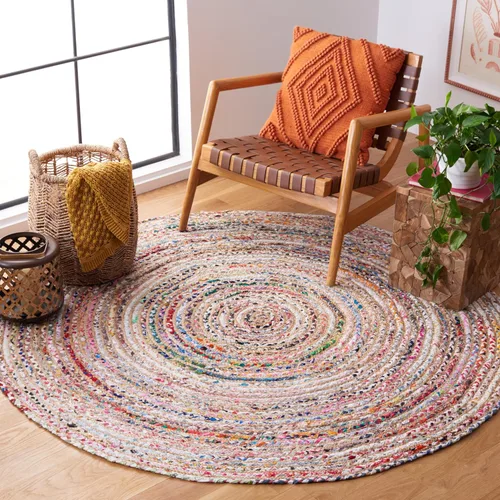 Miniatura 39 de SAFAVIEH Alfombra 8x10 - Colección Cape Cod - Grande - Beige y Multi, Jute y Algodón Hecho a Mano, Diseño Trenzado Tejido (CAP202B)