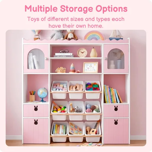 Miniatura 6 de 46.46" H Kids Toy Storage Organizer,Toy Chest with Book Shelf,Toy Bins,Storage Cubbies,Drawer and Rolling Cubbies,Easy Access and Clean,Space Saving