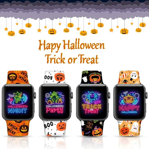 Miniatura 5 de Correa de reloj de Navidad para Halloween compatible con Apple Watch Band de 1.496 in, 1.575 in, 1.614 in, 1.654 in, 1.732 in, 1.772 in, iWatch