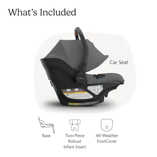 Miniatura 2 de UPPAbaby Aria V2 - Asiento de automóvil ligero para bebé, poco menos de 6 libras, base con pata de carga + inserto para bebés + funda para pies