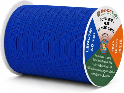 Miniatura 27 de Mandala Crafts - Rollo de cordón elástico plano para costura y manualidades Blanco
