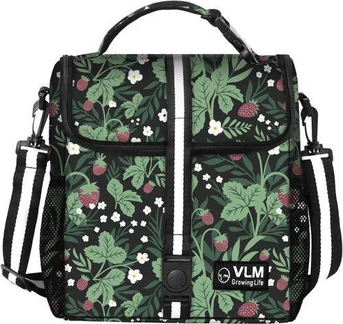VLM Lonchera para mujer, bolsa de almuerzo aislada para mujer con correa de hombro ajustable, bonita bolsa de almuerzo para el trabajo, picnic, Fresa