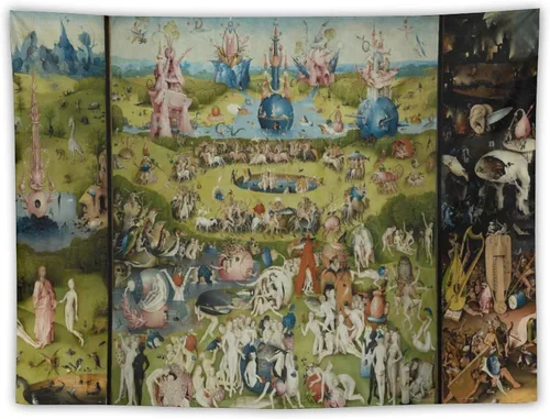 Miniatura 10 de Hieronymus Bosch Hieronymus Tapiz de pintura de fama mundial, tapiz de poliéster para decoración del hogar, dormitorio, decoración moderna, tapices